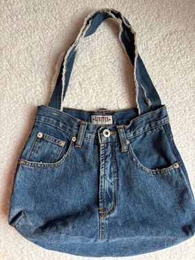 Vintage Y2K Limited Denim Blue Jeans Shoulder Tote Bag